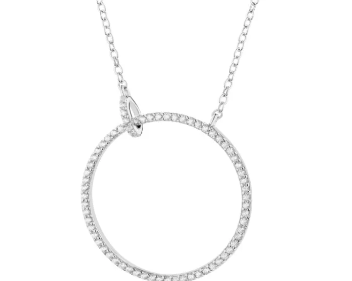 Naszyjnik srebrny z cyrkoniami - koło