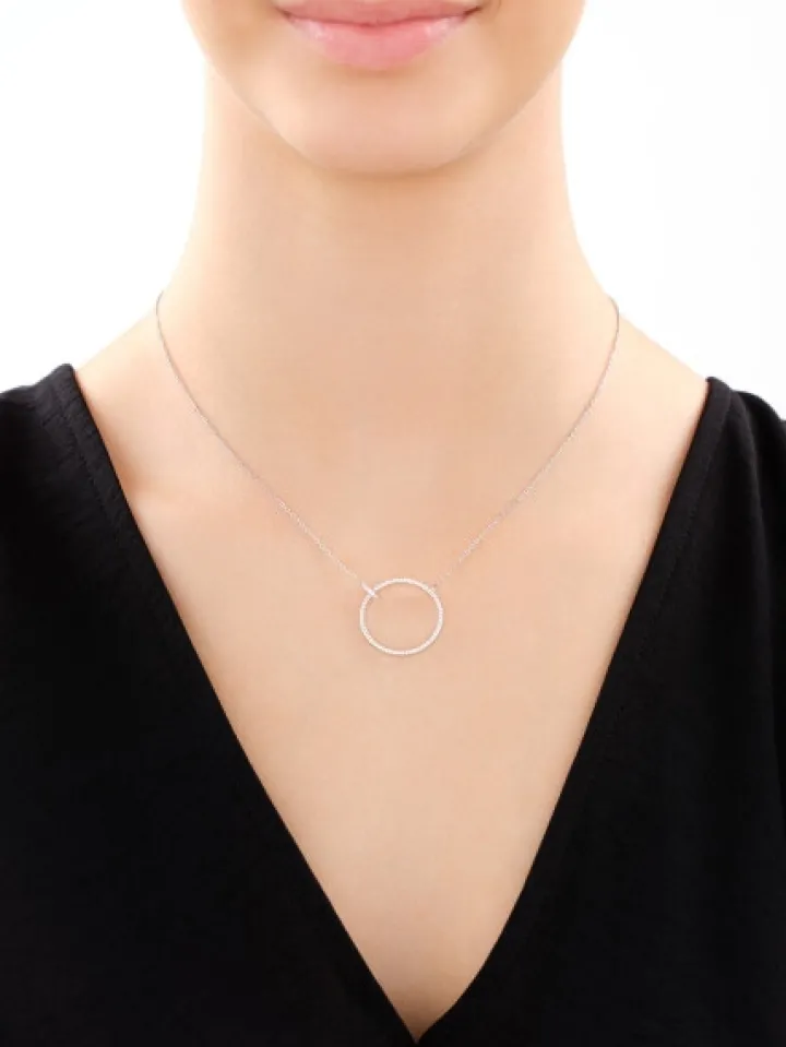 Naszyjnik srebrny z cyrkoniami - koło