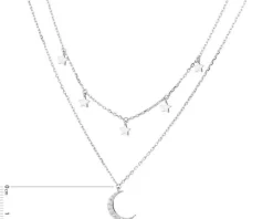 Naszyjnik srebrny z cyrkoniami - Księżyc, gwiazdy