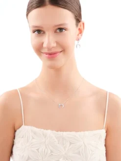 Naszyjnik srebrny z cyrkoniami - Księżyc