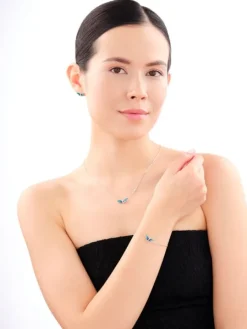 Naszyjnik srebrny z cyrkoniami i emalią