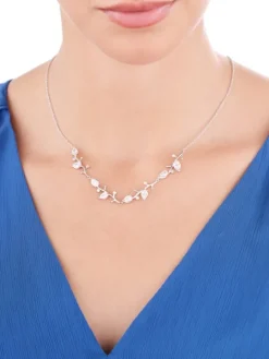 Naszyjnik srebrny z cyrkoniami - liście