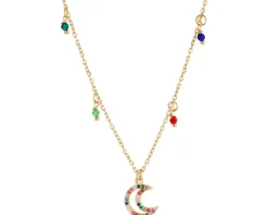 Naszyjnik srebrny z cyrkoniami i szlifowanym szkłem - Księżyc