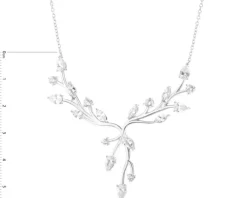 Naszyjnik srebrny z cyrkoniami - liście