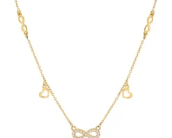 Naszyjnik srebrny z cyrkoniami - nieskończoności, serca