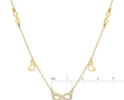 Naszyjnik srebrny z cyrkoniami - nieskończoności, serca