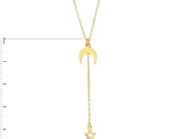 Naszyjnik srebrny z cyrkonią - Księżyc, gwiazda