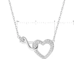 Naszyjnik srebrny z cyrkoniami - serce, nieskończoność