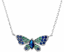 Naszyjnik srebrny z cyrkoniami - motyl