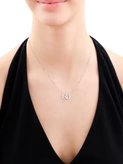 Naszyjnik srebrny z cyrkoniami - koła