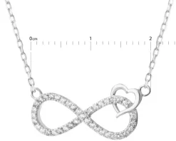 Naszyjnik srebrny z cyrkoniami - nieskończoność, serce