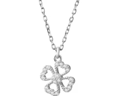 Naszyjnik srebrny z cyrkoniami - koniczyna