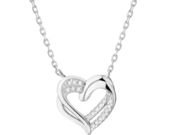 Naszyjnik srebrny z cyrkoniami - serce
