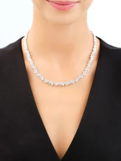 Naszyjnik srebrny z cyrkonią - Księżyc, gwiazda