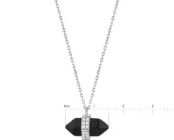 Naszyjnik srebrny z cyrkoniami i szlifowanym szkłem