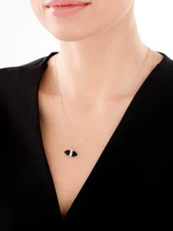 Naszyjnik srebrny z cyrkoniami i szlifowanym szkłem