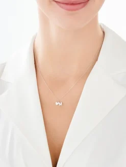 Naszyjnik srebrny z cyrkoniami - litera M, serce