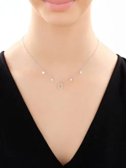 Naszyjnik srebrny z cyrkoniami - serca