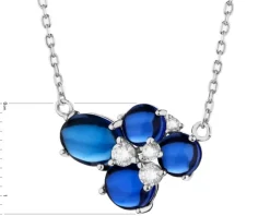 Naszyjnik srebrny z cyrkoniami i szlifowanym szkłem