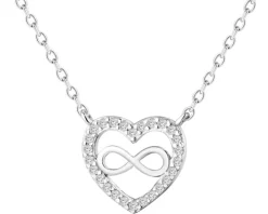 Naszyjnik srebrny z cyrkoniami - serce, nieskończoność