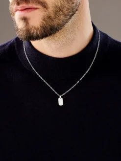 Naszyjnik srebrny z cyrkonią - nieśmiertelnik