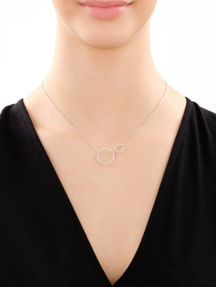 Naszyjnik srebrny z cyrkoniami - koła