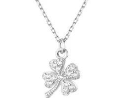 Naszyjnik srebrny z cyrkoniami - koniczyna