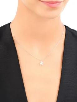 Naszyjnik srebrny z cyrkoniami - koniczyna