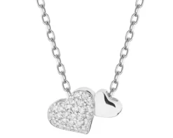 Naszyjnik srebrny z cyrkoniami - serca