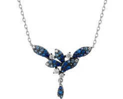 Naszyjnik srebrny z cyrkoniami - liście