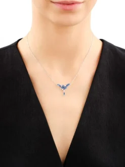 Naszyjnik srebrny z cyrkoniami - liście