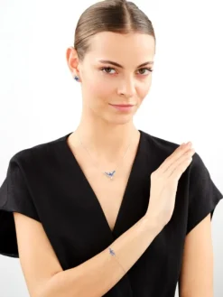 Naszyjnik srebrny z cyrkoniami - liście