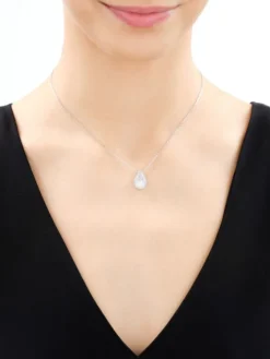 Naszyjnik srebrny z cyrkoniami - łezka