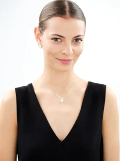 Naszyjnik srebrny z cyrkoniami - łezka