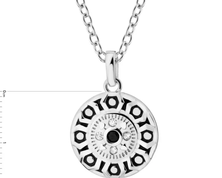 Naszyjnik srebrny z cyrkoniami i emalią