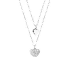 Naszyjnik srebrny z cyrkoniami - serca