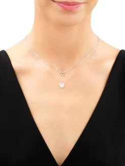 Naszyjnik srebrny z cyrkoniami - serca