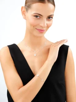 Naszyjnik srebrny z cyrkoniami - serca