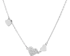 Naszyjnik srebrny z cyrkoniami - serca