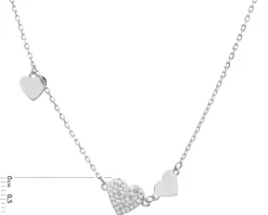 Naszyjnik srebrny z cyrkoniami - serca
