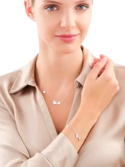 Naszyjnik srebrny z cyrkoniami - serca