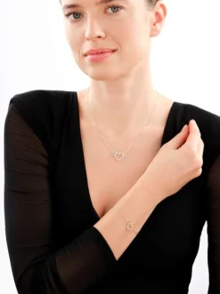 Naszyjnik srebrny z cyrkoniami - serca