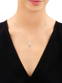 Naszyjnik srebrny z cyrkonią - gwiazda, Księżyc