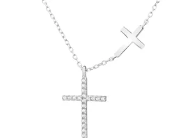 Naszyjnik srebrny z cyrkoniami - krzyże