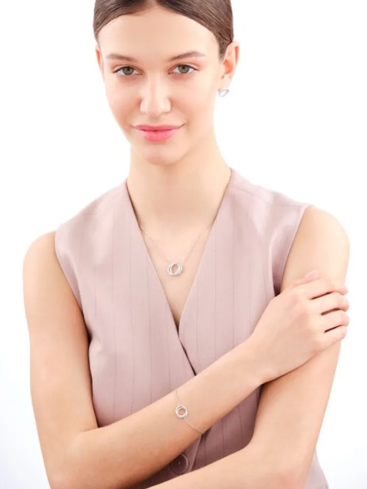 Naszyjnik srebrny z cyrkoniami - koła