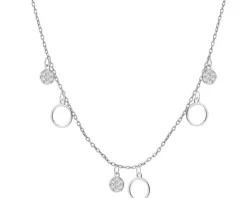 Naszyjnik srebrny z cyrkoniami - koła