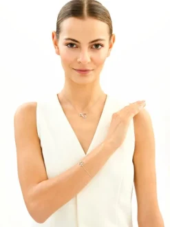 Naszyjnik srebrny z cyrkoniami - serca