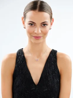 Naszyjnik srebrny z cyrkoniami i szlifowanym szkłem - motyl