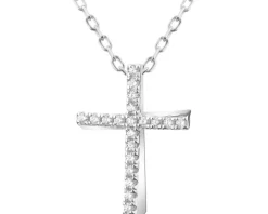 Naszyjnik srebrny z cyrkoniami - krzyż