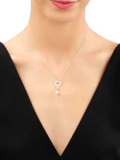 Naszyjnik srebrny z cyrkonią i perłą - koło